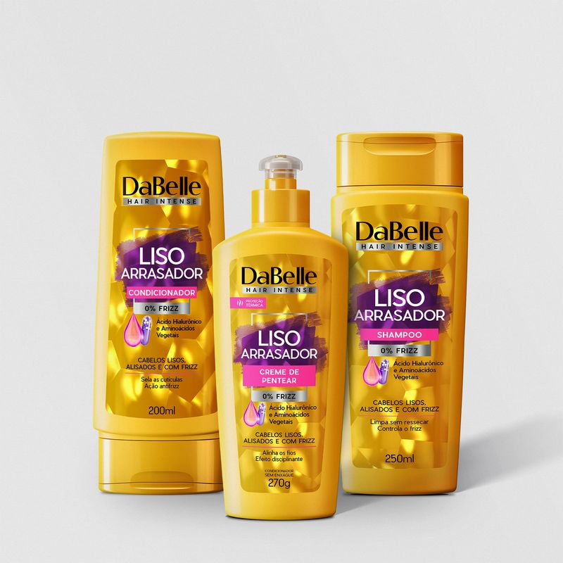 kits-liso-arrasador-Dabelles---shampoo-250ml---condicionador-200ml---creme-de-pentear-270g